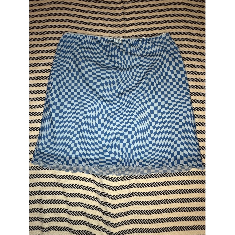 Wild Fable Blue Checkered Swirl Mesh Mini Skirt Women's Size‎ Small